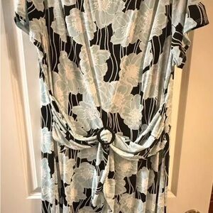 Floral Black, Blue and White Dress